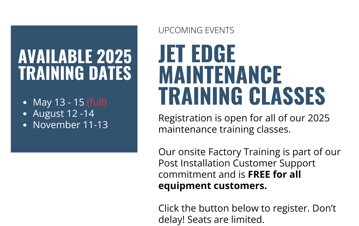 Maintenance Training Classes Newsletter Section - Jet Edge Waterjet Systems